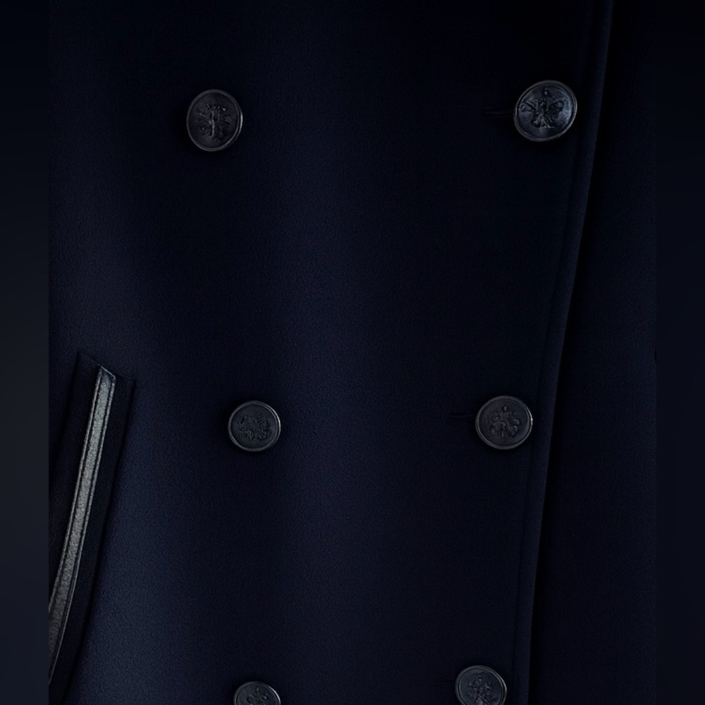 The Kooples Wool Cashmere Navy Military Trench Coat Size 36 - US S - Picture 8 of 15